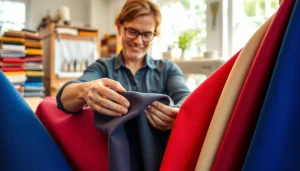 Punta di Roma stoffen in een levendige ontwerpen atelier, creatief en kleurrijk.