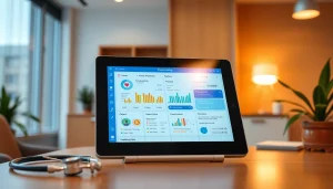 Engaging healthcare professional utilizing cloud based eprescribing system on a tablet for efficient prescription management.